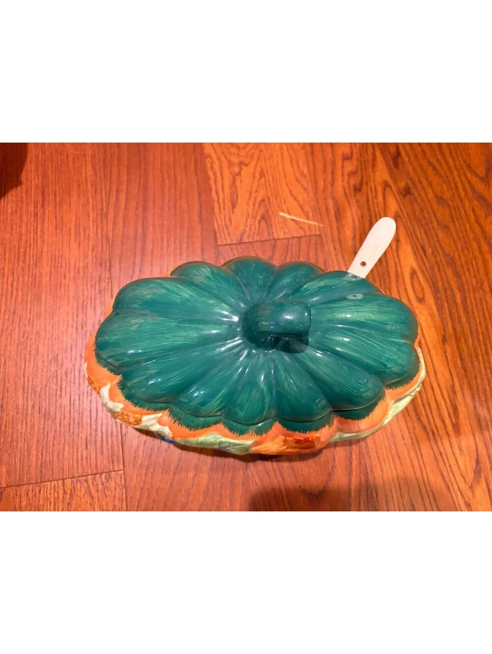 Pumpkin Patch Ceramic Covered Bowl Dish w/ Lid Fall Harvest Decor Thanksgiving